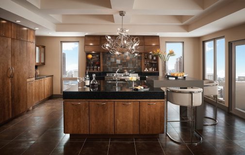 KraftMaid dark wood kitchen